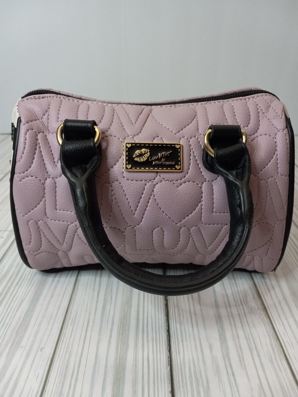 LUV Betsey By Betsey Johnson Quilted Lilac and Stripes Mini Crossbody Purse